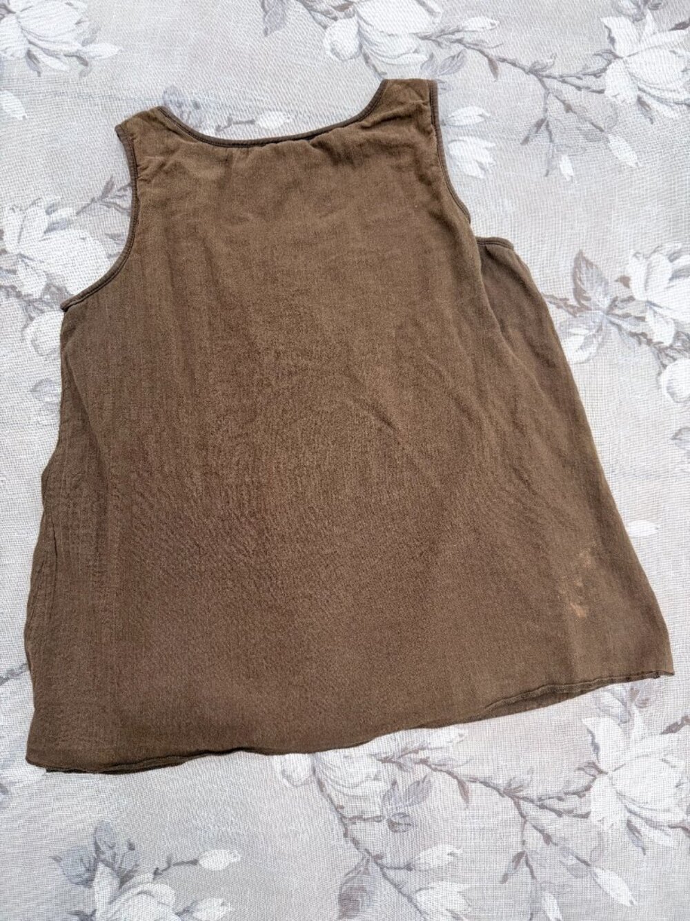 Charter Club Brown Embroidered Boho Layered Tank Top Medium Gauze Cotton - Picture 9 of 16